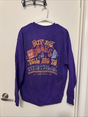 Gildan Purple Crewneck Sweatshirt with Orange & Light Blue Graphic